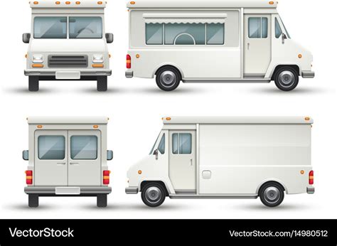 White blank food car commercial truck isolated Vector Image