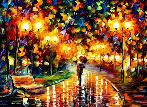 Afremov Rain Painting, Oil Painting Landscape, Oil Painting On Canvas ...