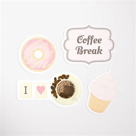 Food Sticker Pack for Coffee Lovers, Set of 4 Vinyl Stickers, Cute ...