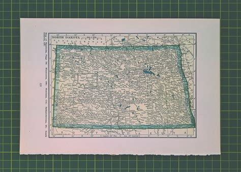 1925 Vintage North Dakota Map