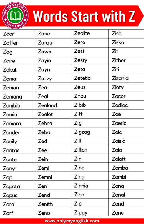 300+ Words That Start with Z | Words Starting with Z