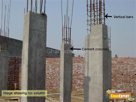 Column and Frame Structure Building, Column construction process, Foundation of column ...