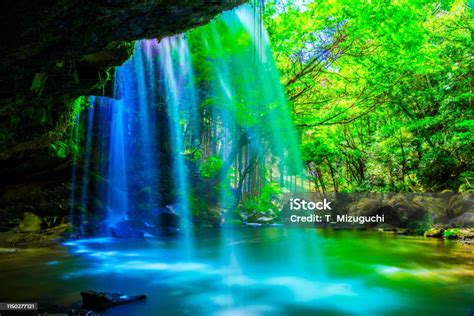 Nabegatai Waterfall In Forest Kumamoto Japan Stock Photo - Download Image Now - Japan ...