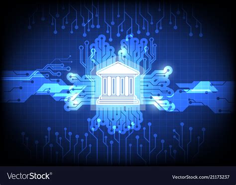 Digital banking icon with circuit background Vector Image