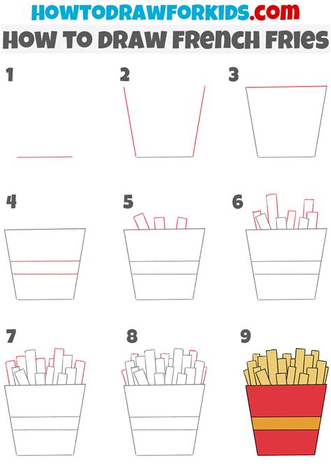 How to Draw French Fries - Easy Drawing Tutorial For Kids