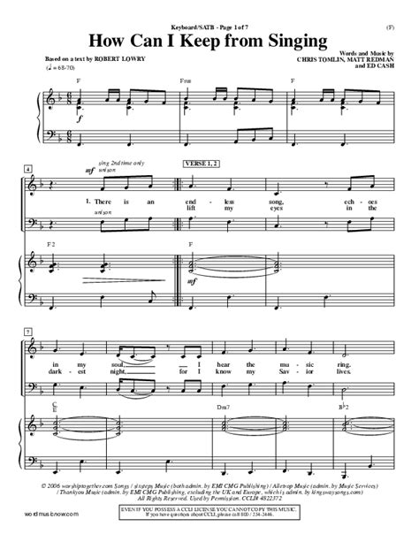 How Can I Keep From Singing Sheet Music PDF (Matt Redman) - PraiseCharts