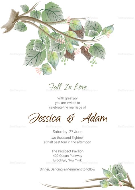 Fall Wedding Invitation Card Template in PSD, Word, Publisher ...