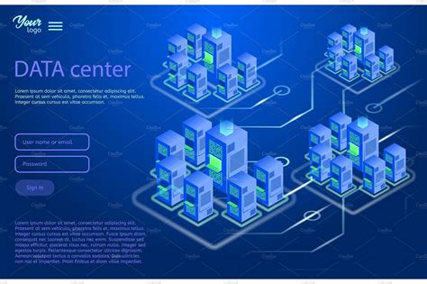 Data center design concept. Isometric vector illustration. | Data center design, Concept design ...