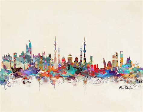 Abu Dhabi skyline Painting by Bri Buckley - Pixels