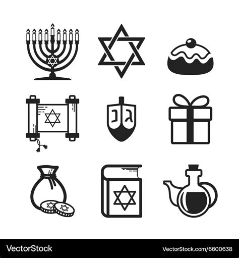 Hanukkah icons set Royalty Free Vector Image - VectorStock