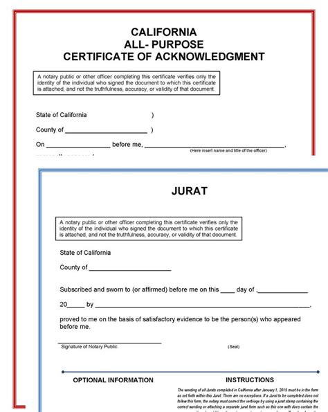 Jurat Notary Form Printable