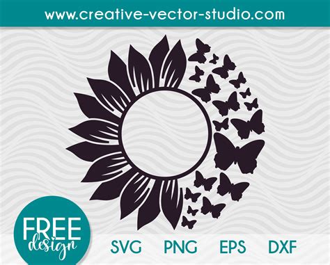 Free Sunflower Monogram SVG, PNG, EPS, DXF | Creative Vector Studio