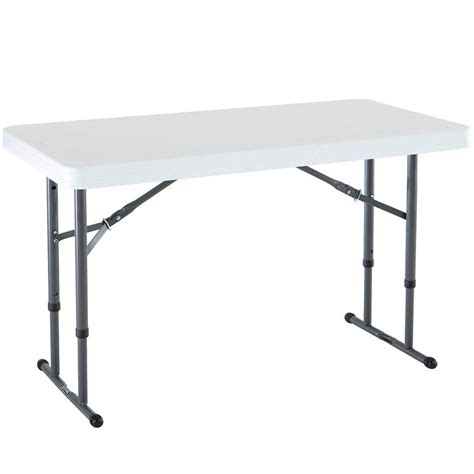 Outdoor Folding Table Adjustable Height White Portable Camp Kids Adult Furniture