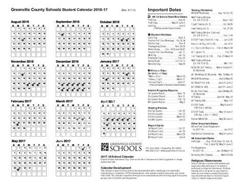 Brushy Creek Elementary School Calendars – Taylors, SC