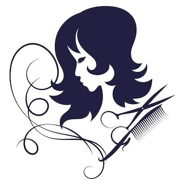 Premium Vector | Scissors comb and silhouette of a girl with a haircut ...