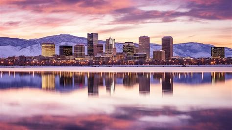 Premium AI Image | sunset over the lake of the colorado skyline