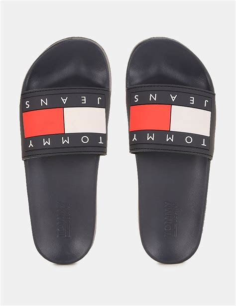 Buy Tommy Hilfiger Women Navy Logo Flag Pool Slides - NNNOW.com