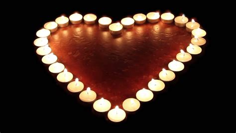 Fiery Heart. Candles Arranged In A Heart Shape Light Up, Then Go Off Stock Footage Video 3749414 ...