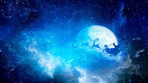 HD wallpaper: christmas, santa claus, sleigh, night, moon, stars, sky ...