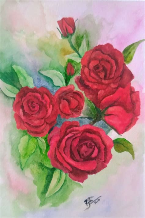 Red Roses watercolor painting | Painting, Watercolor, Watercolor paintings