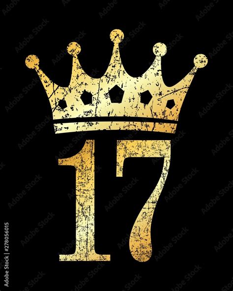 Crown Number 17 (Ancient Gold) Stock Illustration | Adobe Stock