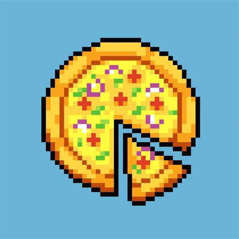 Fully editable pixel art vector illustration pizza for game development, graphic design, poster ...