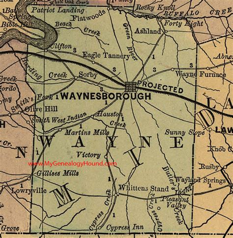 Wayne County, Tennessee 1888 Map