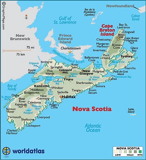 Nova Scotia Canada Large Color Map