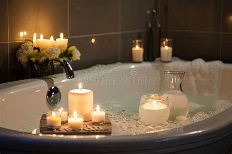 Relaxing Bubble Bath Scene with Candles and Music Playing in the Background Stock Illustration ...