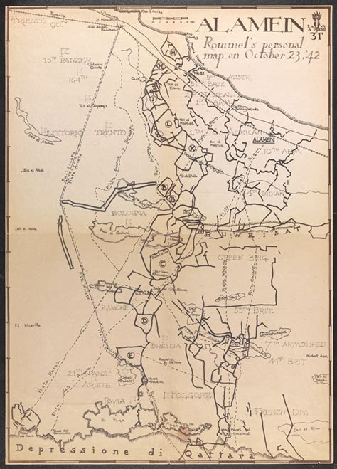 British copy of Field Marshal Rommel's annotated map of El Alamein, 23 ...