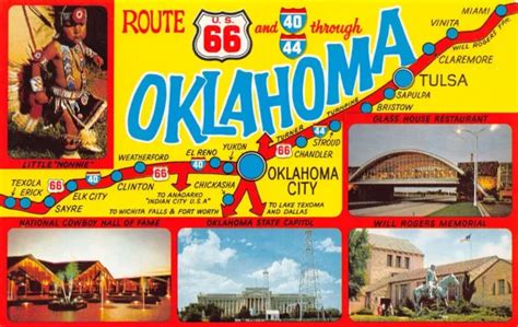 OKLAHOMA OK ROUTE Highway 66 Map Cities Pictures Indian Restaurant ...