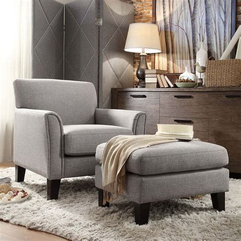 HomeVance Remmington Arm Chair & Ottoman 2-piece Set, Grey | Chair and ottoman set, Chair and ...