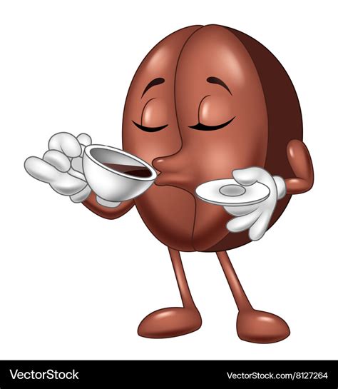 Cartoon funny coffee bean drinking coffee Vector Image