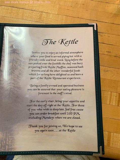 Menu at The Kettle restaurant, Enumclaw