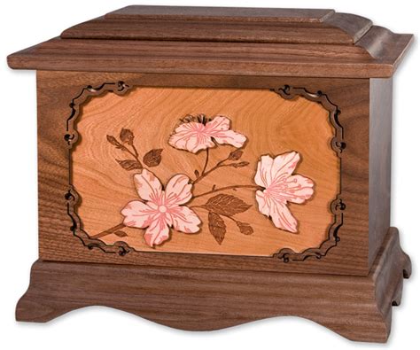 Cherry Blossoms Wood Cremation Urns with Inlay Art » Urns | Online