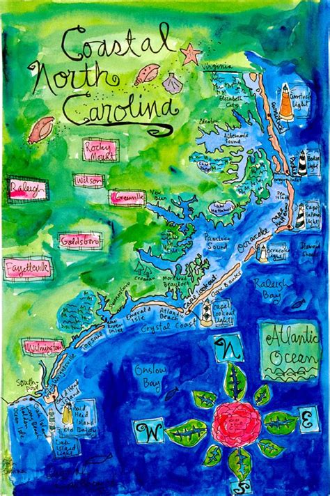 Coastal North Carolina Map — Deborah Cavenaugh | Coastal north carolina, North carolina beaches ...