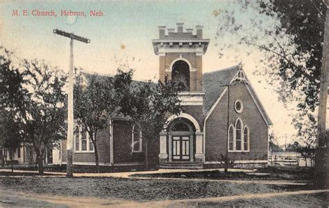 Hebron Nebraska ME Church Exterior Street View Antique Postcard K18711 ...