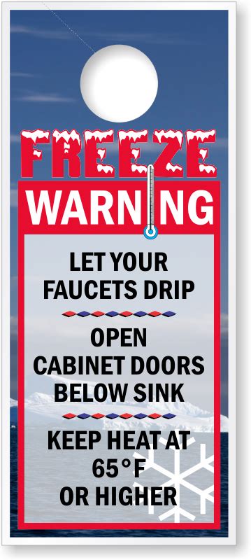 Freeze Warning Signs, Labels and Door Hangers