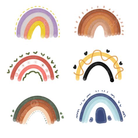 Aesthetic Scandinavian Boho Hand Drawn Rainbow Illustration, Boho ...