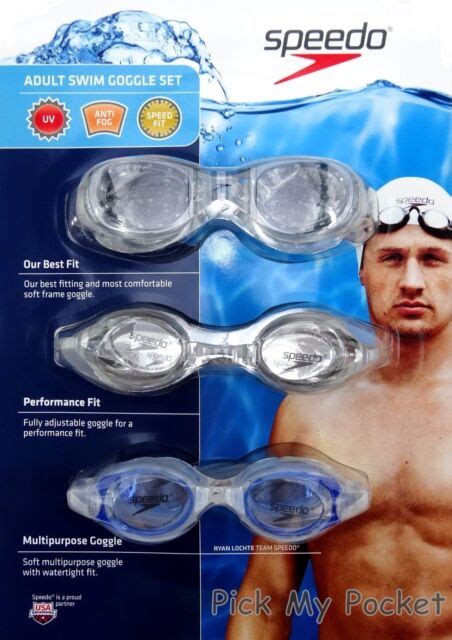 Speedo Adult Swim Goggles - 3 Pack Men for sale online | eBay