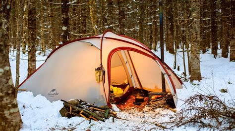 Hot Tent Winter Camping In Snow And Freezing Temperatures ...