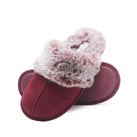 Jessica Simpson Memory Foam Women's House Slippers in Burgandy | Jessica Simpson Memory Foam ...