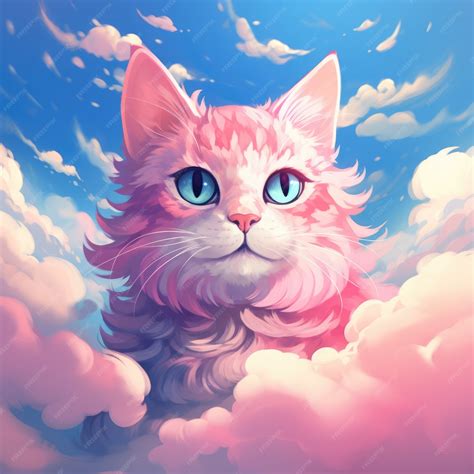 Free AI Image | Fantasy style clouds with cat