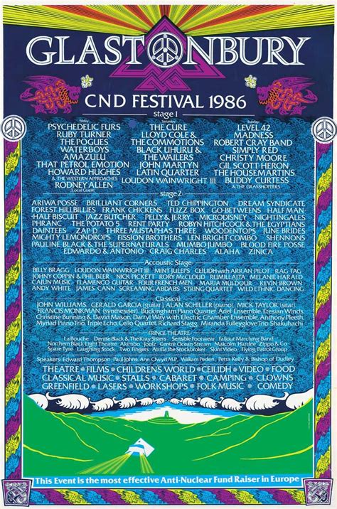 Glastonbury 1986 | Glastonbury festival, Festival, Music festival poster