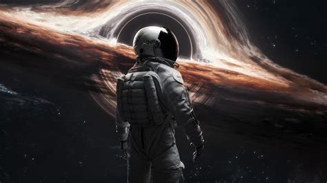 Wormhole Wallpaper 4K, Astronaut, Gargantua black hole