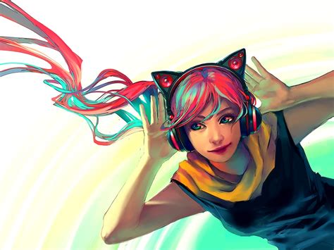 Anime Cat With Headphones