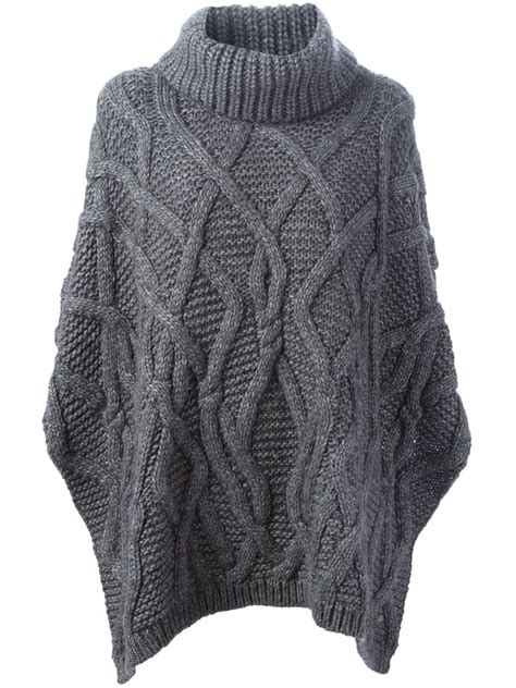 Woolrich Cable Knit Poncho - Yusty - Farfetch.com Crochet Pullover ...