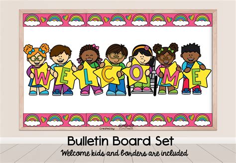 Welcome Bulletin Board (Rainbows theme) - PDF » 3 Little Monkeys