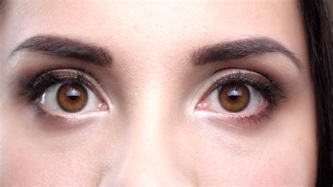 Two female brown eyes blink. Close up. Slow motion - Royalty Free Video