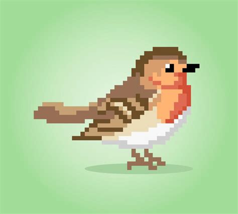 Pixel 8 bit finch bird. Animal game assets in vector illustration ...